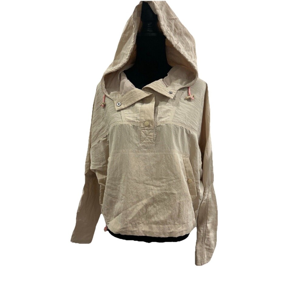 FP Movement By Free People Womens Size M Ride The Wave Crop Hooded Beige Jacket